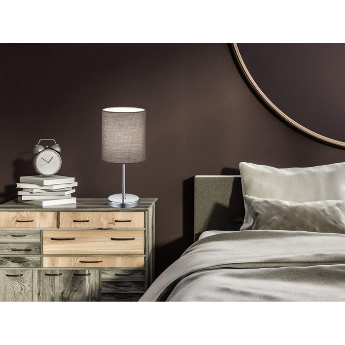 Торшер Reality Leuchten Jerry R50491011 - металевий, нікель матовий, з сірим абажуром, цоколь E14