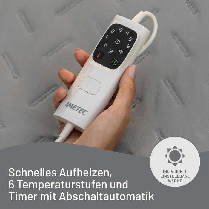 Електрична ковдра Imetec Adapto Tartan Festival, 160x120 см, з м'якої тканини, низьке енергоспоживання, технологія Adapto, безпечна, швидкий нагрів, 6 температур, пральна, сірий мікроплюш, для кемпінгу