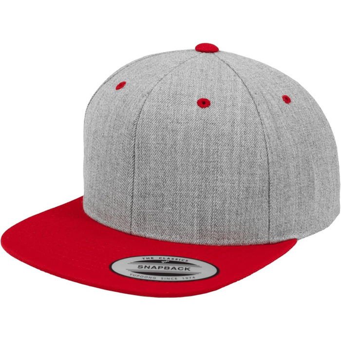 Кепка бейсболка Flexfit Unisex Classic Snapback двоколірна універсального розміру heather/Red