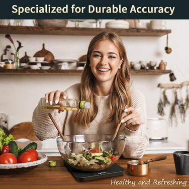 Кухонні ваги Vitafit 15 кг з цифровим дисплеєм, точність 1 г, для приготування їжі та випічки, з LED, срібно-чорного кольору