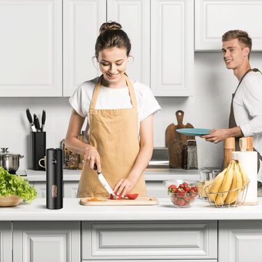 Електричні мельниці для солі та перцю MERTTURM (2 шт.) з підставкою, USB-зарядка, автоматичний дозатор, регулювання помелу, великий об'єм