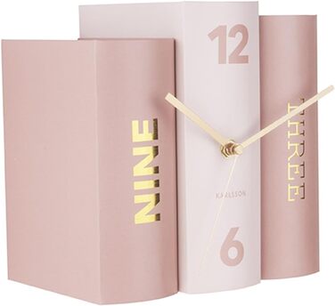 Karlsson KA5628 Table Clock, Trompe-l'oeil Books, Book, Stiff Cardboard and Metal, H20 x 20 x 15 cm (Standard Size, Pink)