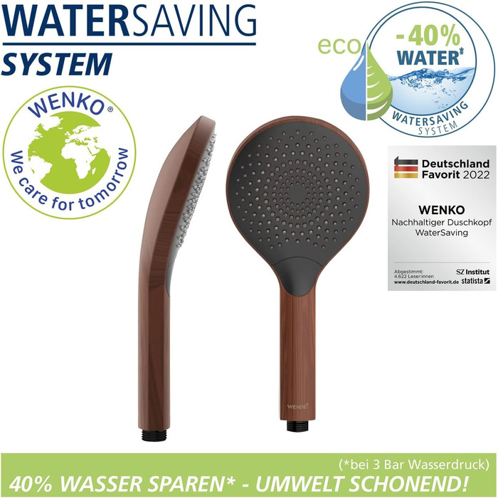 Watersaving Showerhead Wood
