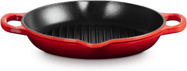 Чавунна кругла гриль-сковорода Le Creuset Signature, 25 см, для всіх плит і духовок, червона