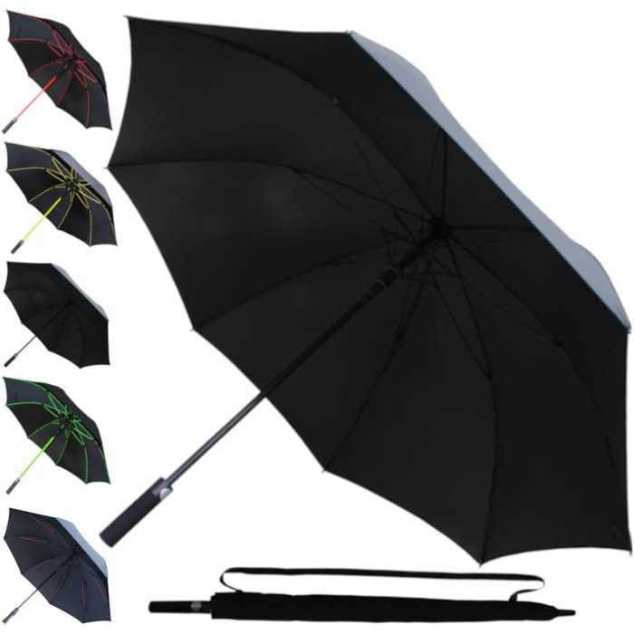 COLLAR AND CUFFS London XL Windproof Golf Umbrella - 154cm Fiberglass Frame - Automatic Open/Close - Red & Black