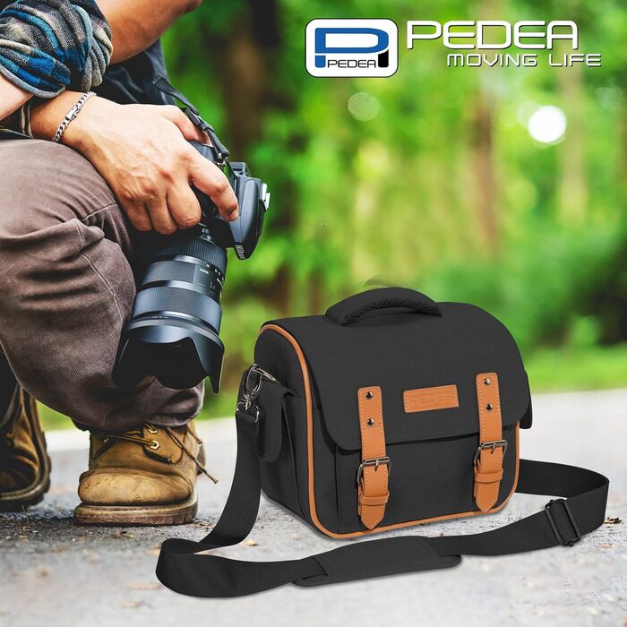 Сумка для камери Pedea Vintage для DSLR/SLR/DLSM з аксесуарами та об'єктивами, XL, чорна (з дощовиком)