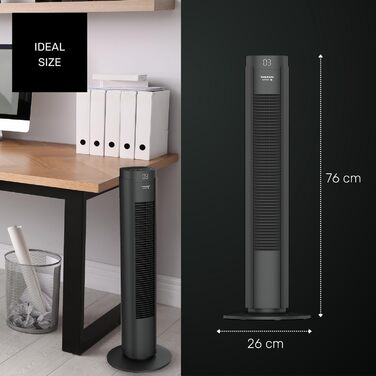 Вентилятор Taurus Babel RCH з пультом керування, 50W, 86 см, 4 швидкості, 3 режими, таймер, осциляція, сірий