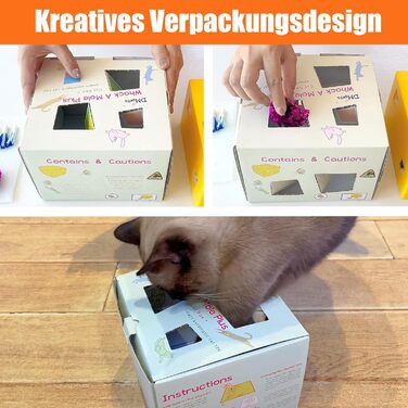Migipaws Cat Toy, Interactive Electric 12-Hole Mouse Whack-A-Mole, Upgraded Smart Toy, 3 Feathers and 3 Ribbons, Fun Cardboard Design, USB Rechargeable