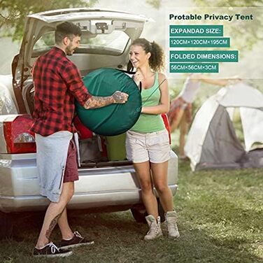 Pop Up Camping Toilet Tent with Shower - Portable Privacy Shelter for Outdoor Use - Green