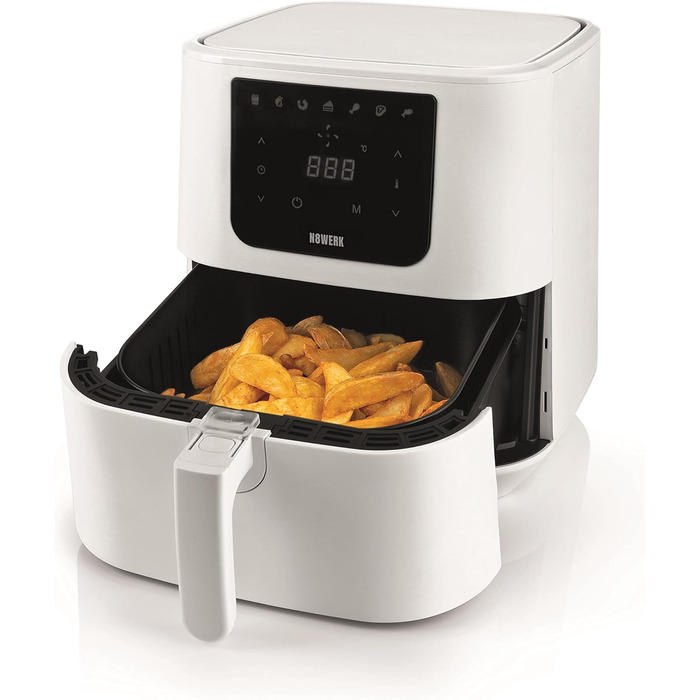Фритюрниця-конвекційна піч Heißluftfritteuse Midnight Edition 5.5 л, білий колір, 1800 Вт, 7 програм, цифровий дисплей