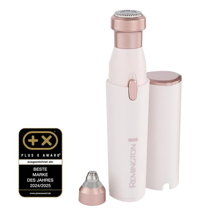 Електричний пристрій для видалення волосся Remington BareMe WFS200: 2-в-1 (рашер та тример для брів), для обличчя (верхня губа, підборіддя, щоки), водостійкий, з LED-підсвічуванням, USB-C, щітка, захисна кришка