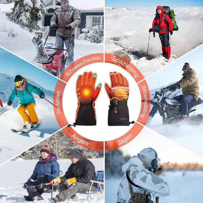 Електричні гріючі рукавички для катання на лижах, велосипеді та мотоциклі з акумулятором 7.4V 6400mAh, 3 режими нагріву, зимові рукавички