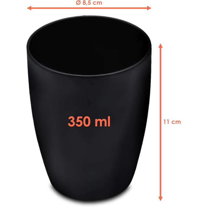 Набір чашок для кави та чаю 6 шт. 340 мл, чорний матовий, кольорові всередині. Керамічні чашки з ручкою та без.