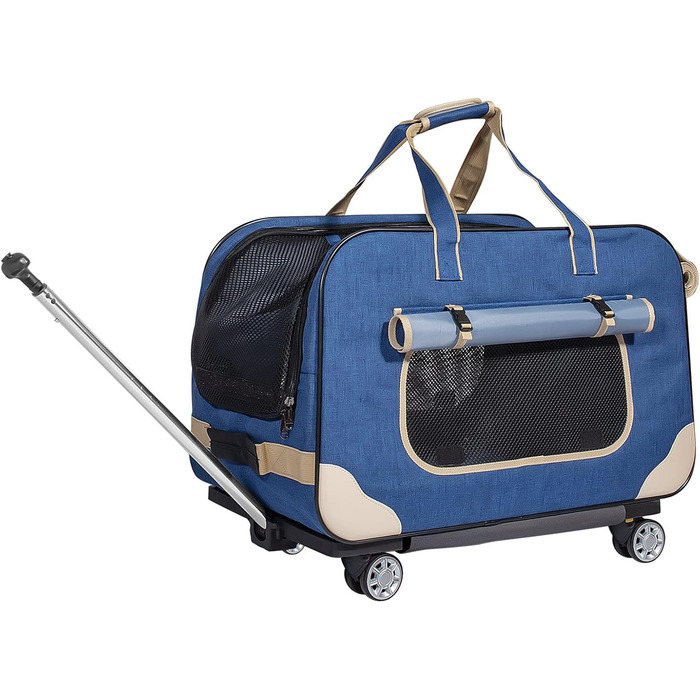 Переносний переноска для тварин з телескопічною ручкою, блакитна. Ідеально для собак та котів.