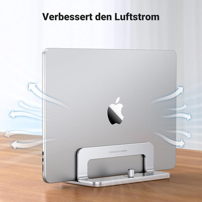 Підставка для ноутбука UGREEN вертикальна, алюміній, 3 слоти, для MacBook Pro/Air, iPad, Huawei, Surface, Dell, HP - срібна