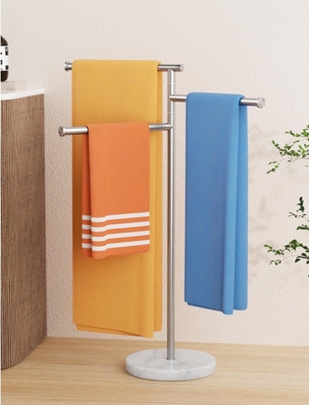 Підлоговий вішак для рушників у ванну кімнату з мармуровою основою, 102 см