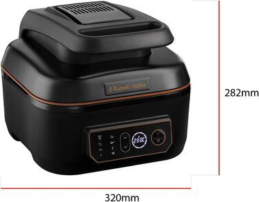 Аерофритюрниця Russell Hobbs SatisFry XL 5,5 л, мультифункціональна, Rapid Air, електрична, гриль, мультикухар, антипригарна, підходить для посудомийної машини, верхнє та нижнє нагрівання, повільне приготування, випічка, модель 26520-56
