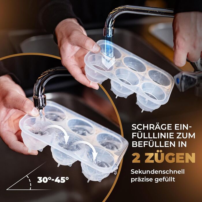 Neighbour's Friend Patented Round Ice Cube Molds 2-Pack - XXL Ice Ball Molds for Whiskey, Rum & Cocktails - 12 Ice Balls - Durable Platinum Silicone Ice Ball Molds, Dishwasher Safe