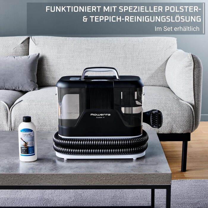 Rowenta Clean It - портативний відпарювач для килимів, 750 Вт, зелений/чорний, IN5020F0, з 5 насадками