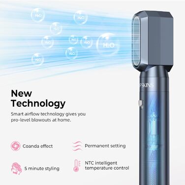 Atopskins Хайлер 6 в 1: Фен, Локкен, Щітка для волосся, Стайлер - 1000W (Блакитний)