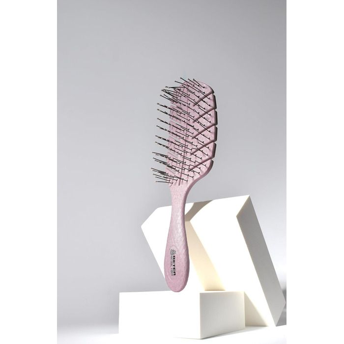 Щітка для волосся Beter з натуральної пшеничної волокна – антистатична міні-щітка для ніжного розчісування мокрого та сухого волосся – підходить для всіх типів волосся (рожева)