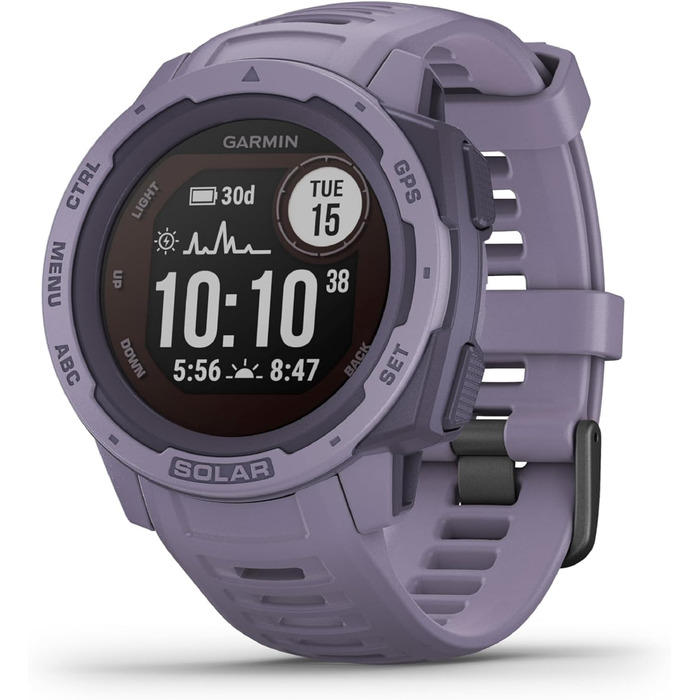 Garmin Instinct - водонепроникний GPS-годинник зі спортивними та фітнес-функціями. Вимірювання частоти серцевих скорочень на зап'ясті, фітнес-трекер та сповіщення зі смартфона. Різні моделі (Instinct Solar, Lila)
