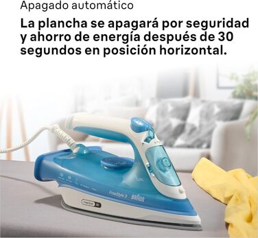 Праска з парою Braun FreeStyle 3 FI3144BL з технологією 3D-FreeGlide, підошвою SuperCeramic, системою Ultimate FastClean, автовимкненням, 270 мл, 2700 Вт, блакитна