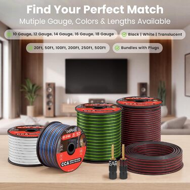 Кабель для акустики GearIT 12 AWG, 30м (100 футів), чорний – для домашнього кінотеатру та авто