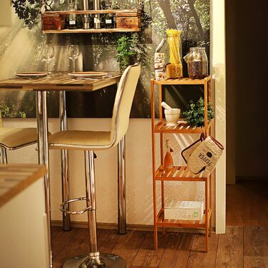 Relaxdays Bamboo Shelf, Standing Shelf for Bathroom & Kitchen, Bamboo Shelf with 4 Open Shelves, WHD 110 x 34 x 33 cm, Natural, Brown