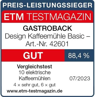 Кавомолка Gastroback 42601 Design Basic, нержавіюча сталь, 5 режимів помолу, для фільтр-кави та еспресо, сіра