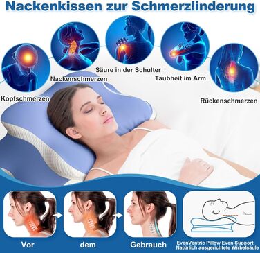Чохол для подушки EvenVentric для підтримки шиї, м'який та затишний, придатний для прання в машині, темно-синій