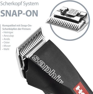 Набір для стрижки собак EHASO HEINIGER Profi Saphir: акумуляторна машинка, насадки, миска (чорний)