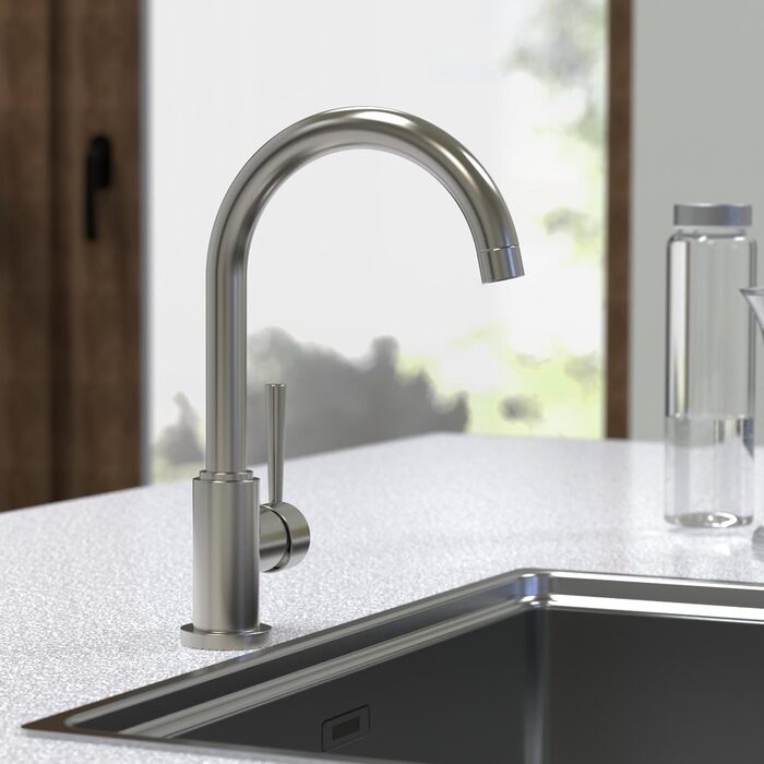 Кухонний змішувач SCHÜTTE Cornwall 360° з нержавіючої сталі, з однорідним керуванням, для мийки, преміум-якість