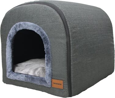 Кігтеточка-будиночок для котів з плюшем, 50x42x42 см, темно-сірий