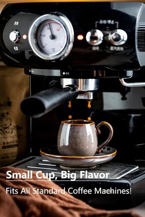 Набір чашок для еспресо LYEOBOH з блюдцями (6 шт.), 85 мл, кераміка, білий (коричневий)