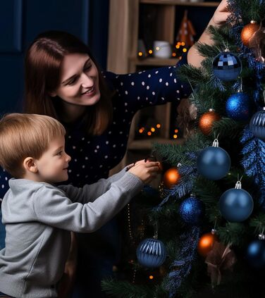 Набір ялинкових прикрас 36 шт. темно-синій, 6 см - ялинкові кулі для декорування