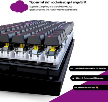 Механічна ігрова клавіатура Nyfter NYFBOARD GEN2 60% Black - Gateron Yellow, Hot-Swappable, RGB, ISO DE Layout