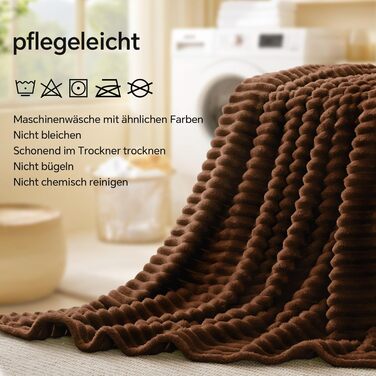 BEDELITE Плед з флісу, теплий плед, м'який фланелевий плед чорного кольору 125x150 для дивану, декору, смугастий, плед з флісу як накидка на диван для вітальні, Throw Blanket широкого використання (03 - Темно-коричневий, 150 x 200 см)