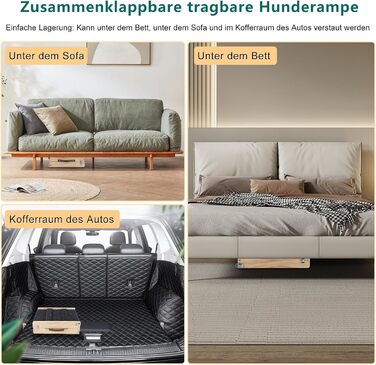 Рампа для собак та котів, регульована висота 25-48 см, з антиковзною поверхнею, дерев'яна, складна