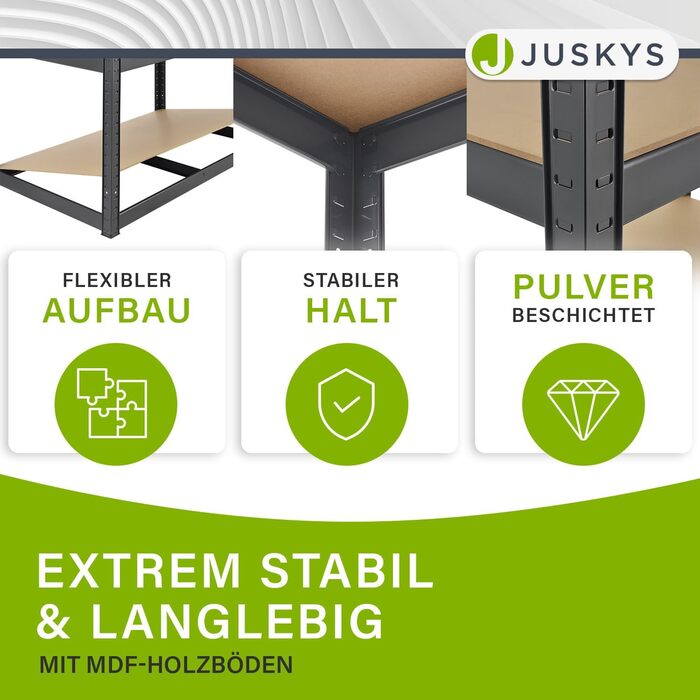 Металеві стелажі Juskys Basic 2 шт. 180x90x40 см - 1750 кг - 10 ярусів - сірий
