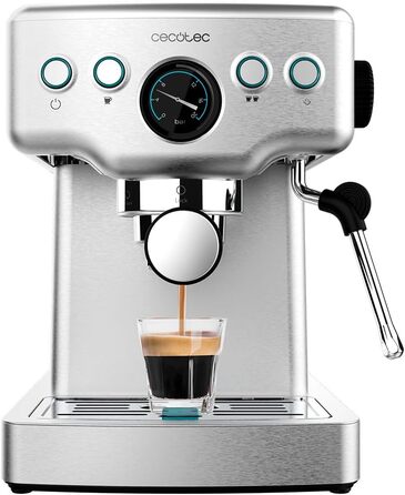 Cecotec Barista Power Espresso Machine, 20 Barista Mini, 1465 W, 20 Bar, Manometer and Thermoblock, Swivel Steam Wand and Dual Outlet Arm, 1.8 Liter Capacity