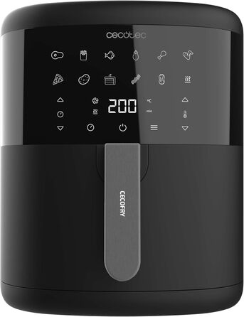 Фритюрниця без олії Cecotec Cecofry Bombastik 6000, 6 л, 1700 Вт, PerfectCook, 12 режимів, чорна