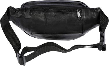 Чоловіча поясна сумка Christian Wippermann з натуральної шкіри - преміум якість, 24x12x6-8 см, 3 відділення на блискавці, регульований ремінь, RFID захист (Чорний)