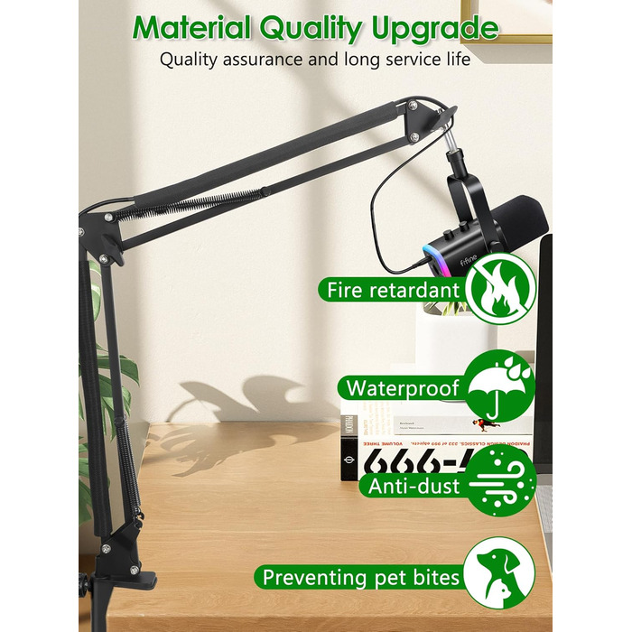 Кріплення для мікрофона FIFINE AM8, білий - Шарнірний стійкий кріплення для мікрофонів FIFINE Recording XLR/USB, AM8, YOUSHARES. Підходить для мікрофонів з адаптерами 3/8' - 5/8'.