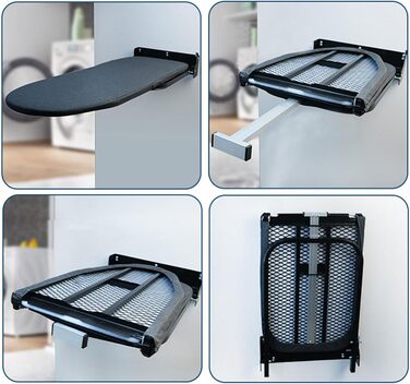 Настінна розкладна дошка для прасування Wandmontierbares Faltbügelbrett, 92 x 31 см, чорна