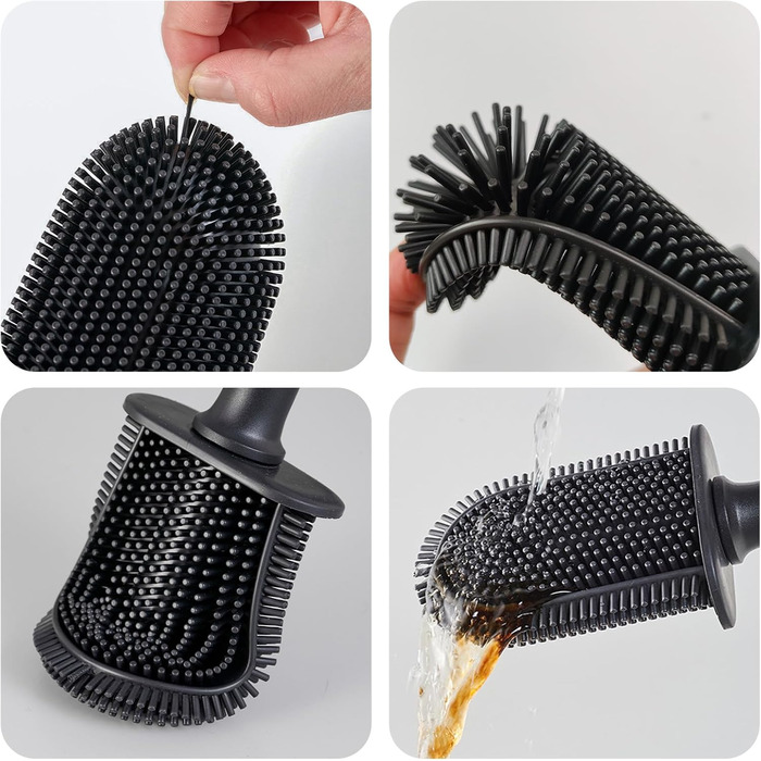 Силіконова щітка для унітазу Klobürste з кріпленням на стіну без свердління, чорна