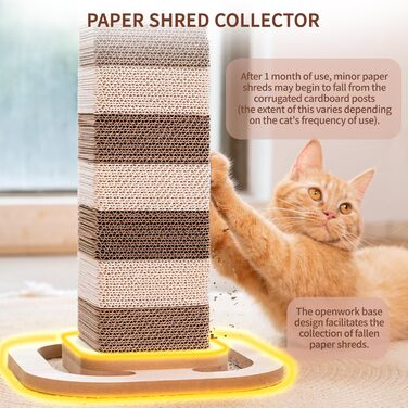 Кігтеточка для котів CheerPals з 4-стороннім обертанням, 5-ярусна з гофрокартону, 62 см, захист дивану
