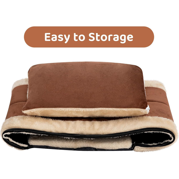 Hollypet Cat Bed Small Dog Bed, 2-in-1 Foldable Plush Pet Bed for Cats & Small Dogs, Cozy and Soft Pet Cave Bed for Indoor Outdoor, (Coffee)