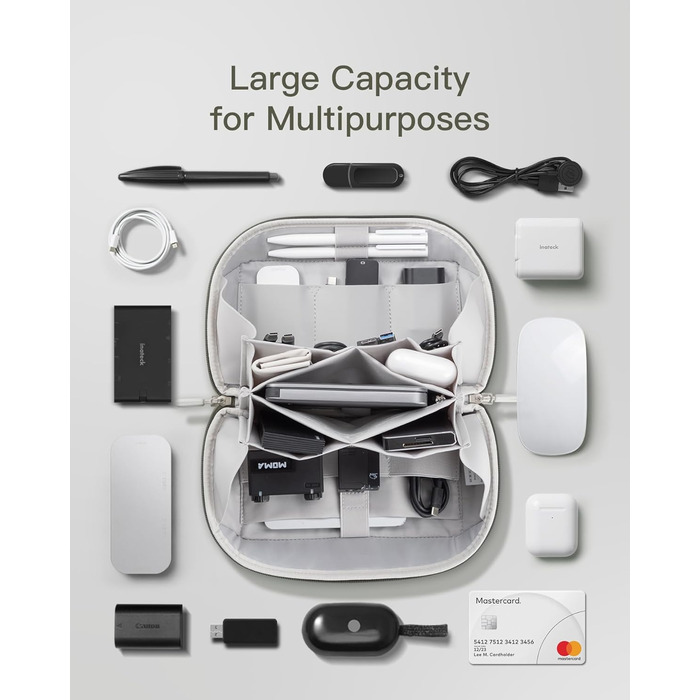 Inateck Electronics Case, Splash-Proof Accessory Bag, USB Cable Gadget Organizer Bag, Travel-Friendly