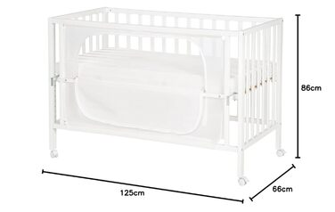 Дитяче приставне ліжечко roba Safe Asleep Sternenzauber 60x120 см, біле, для новонароджених, з бортиком, дерев'яне